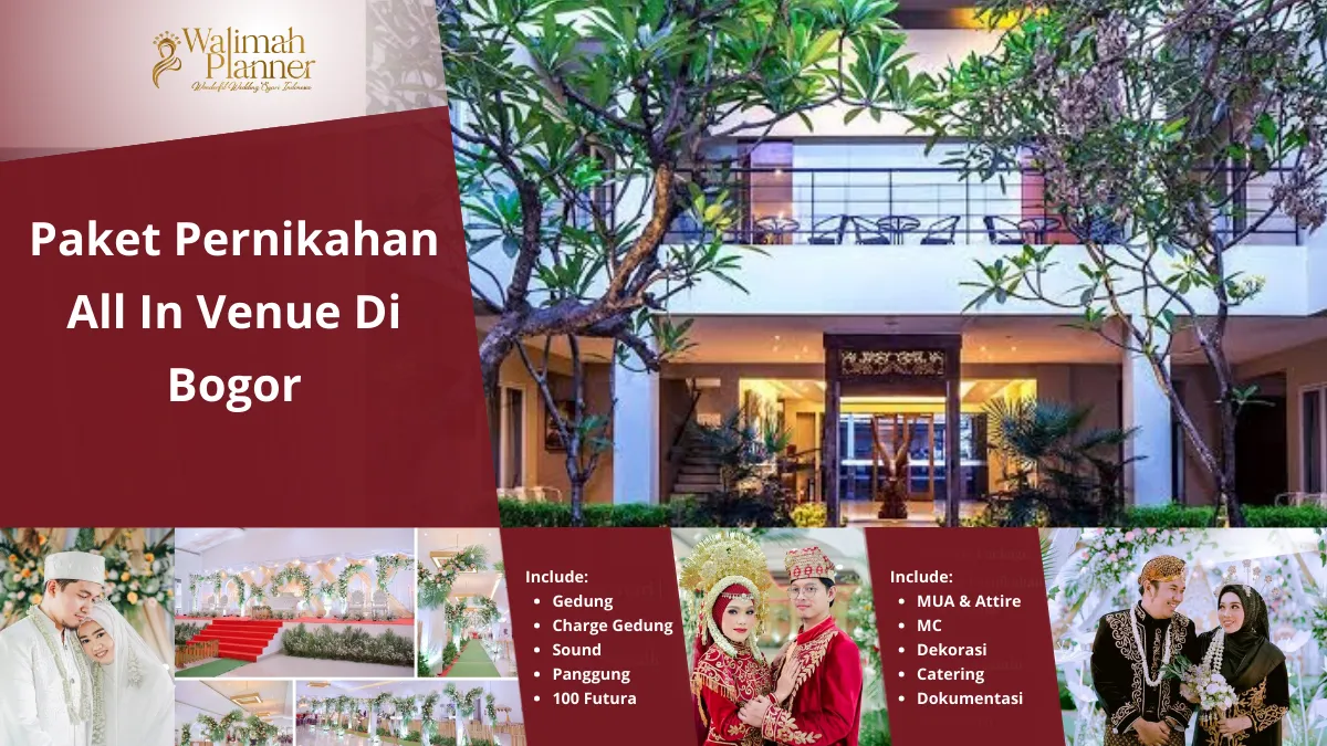 All In Venue Di Bogor 300 Paket All In Venue Di Bogor Include: Gedung, Charge Gedung, Sound, Panggung, 100 Futura, MUA & Attire, MC, Dekorasi, Catering & Dokumentasi